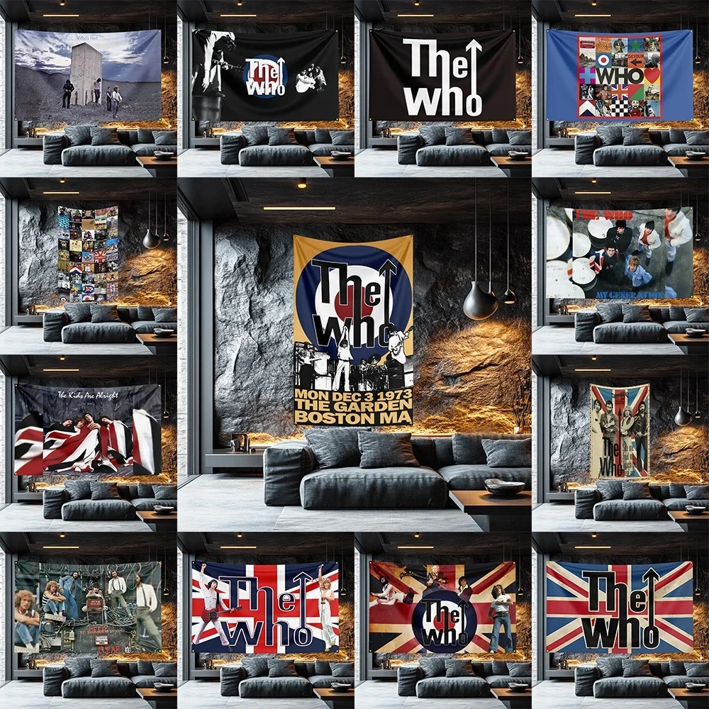 the who Tribute Band Flag  Polyester Decorative Banner For Garage Wall Decor Rocker Gift