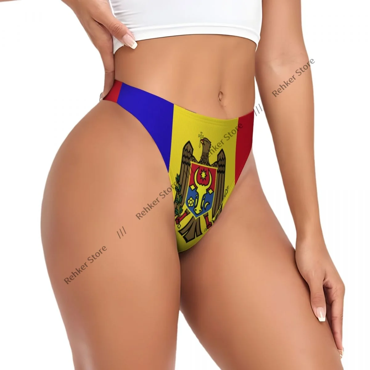 Sexy calcinha fio dental para as mulheres, roupa interior com bandeira, calcinha fio dental