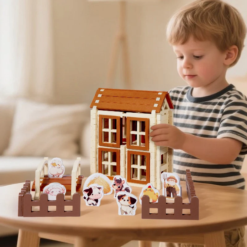 Grote deeltjes dakbouwstenen set compatibel stadshuis glijbaan kasteel baksteen speelgoed educatief kerstcadeau voor jongens meisjes