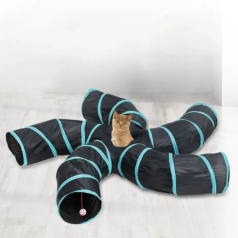 Indoor 2/3/4 5-way Collapsible Cat Tunnel Tube Kitty Tunnel Bored Cat Pet Toys Peek Hole Toy Cat Puppy Kitty Kitten Rabbit