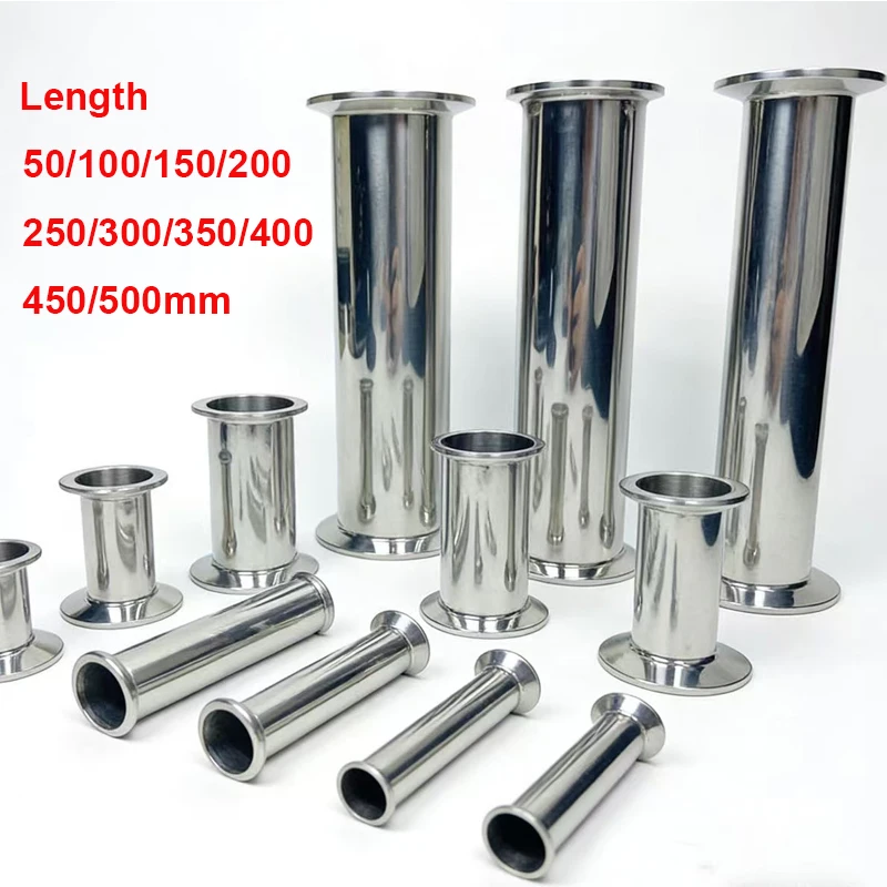 Free Shipping 304 Tri Clamp Sanitary Spool Tube Sanitary Stainless Steel Pipe Fitting Pipe connector Homebrew 50-500mm Length