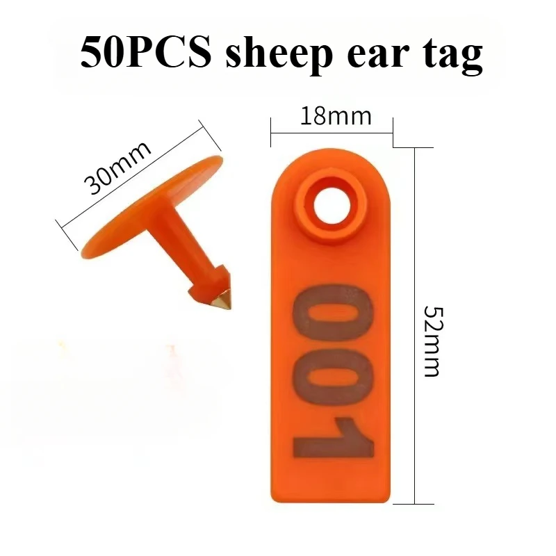 

50PCS Sheep Ear Tag Plastic Farm Livestock Number Marking for Goat Tag Identification Card Identification Information