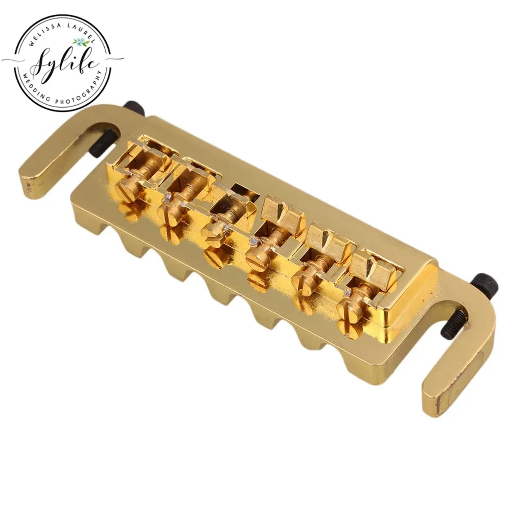 Golden Plated Zinc Alloy Guitar Bridge with Posts for Electric Guitar