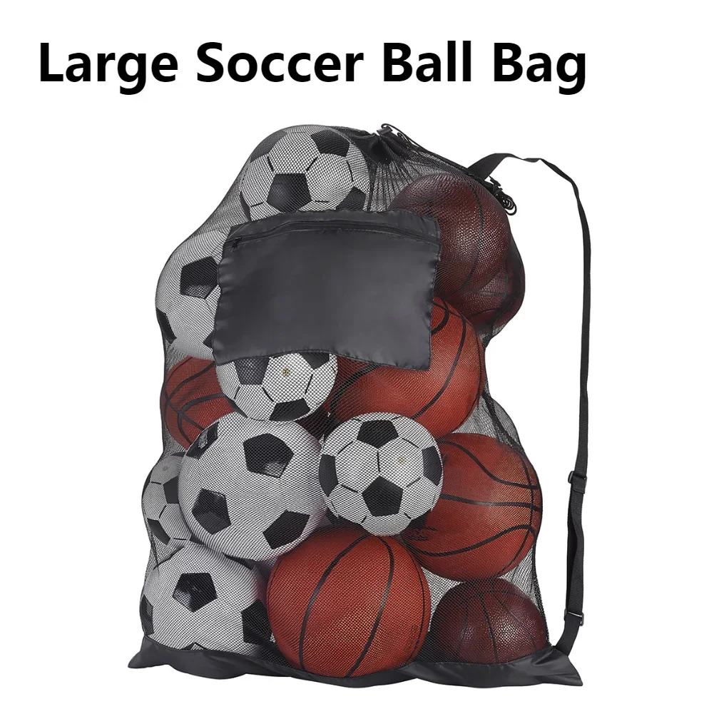 Mesh Soccer Ball Bag Extra Large Football Storage Bag with Zipper Pocket Accessories for Holding Basketball Football