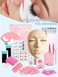 Lash Extension Kit,Professional Lash Extension Kit for Beginners Includes Practice Mannequin Head, Lash Trays, Glue, Tweezers, U