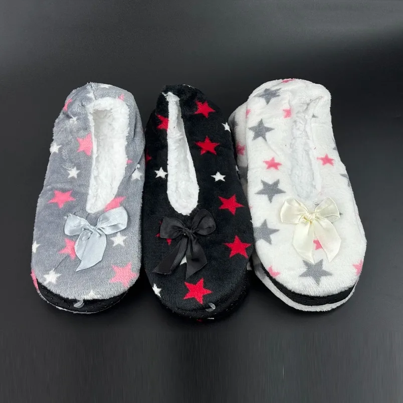 House Winter Warm Slipper Womens Star Thick Fur Plush Anti Skid Grip Sole Cute Funny Indoor Home Fluffy Female Floor Shoes