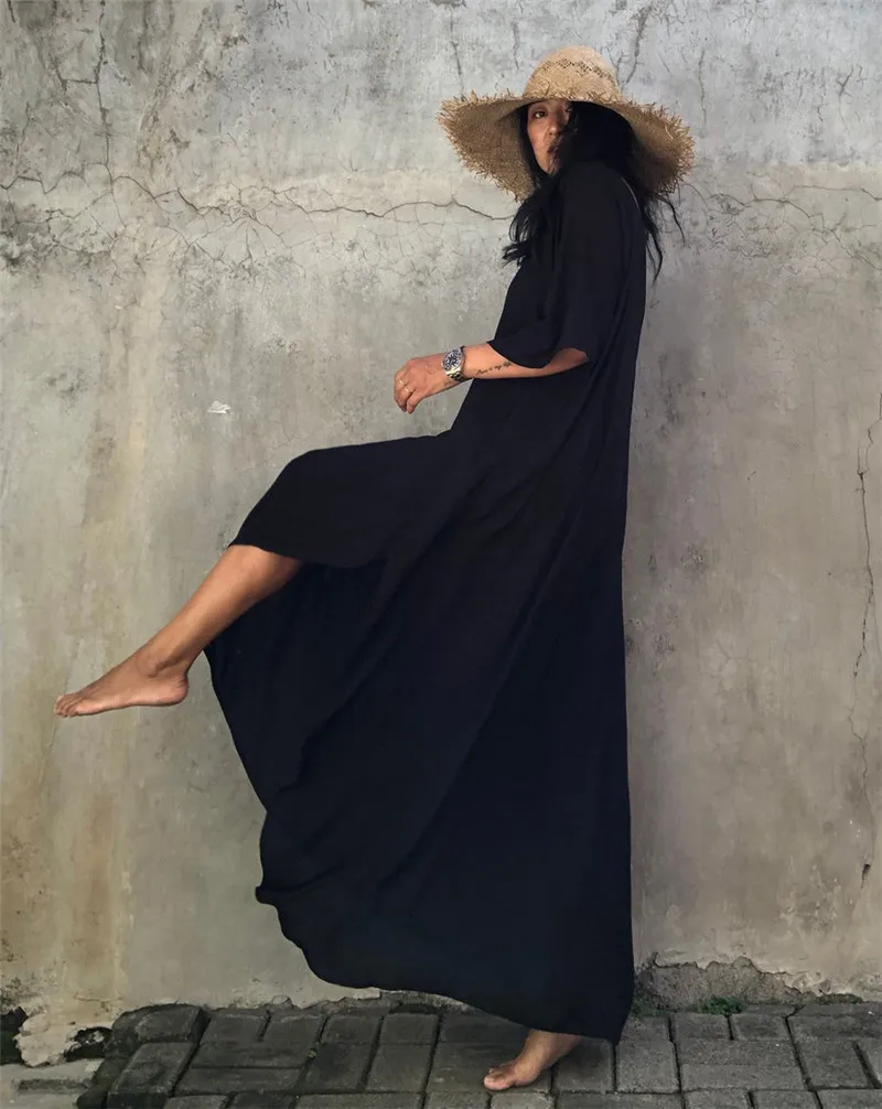 Plus Size Womens Caftan Kaftans Casual V Neck Caftans Long Soft Beach Maxi Dress for Summer