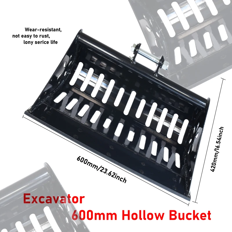 Mini Excavator 600mm Hollow Bucket, Small Excavator Bucket Attachment, Excavator Accessories, Suitable For 1-3 Ton Mini Digger