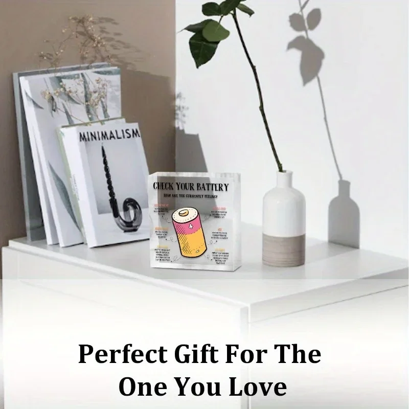 2D Acrylic Mental Health Sign, Office Decor for Therapist Gifts Coworker Boss Desk, Encouragement Recovery Self-Care Gift Counse