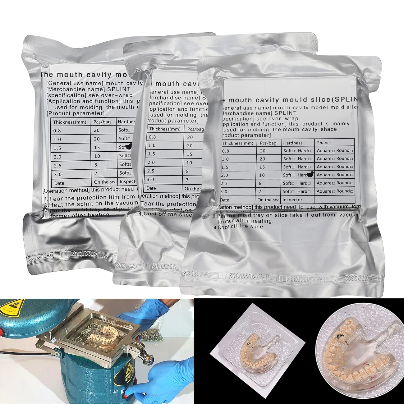 0.8/1.0/1.5/2.0/2.5/3.0mm Dental Lab Orthodontic Splint Retainer Slice Vacuum Forming Sheet Soft Hard Thermoforming Material