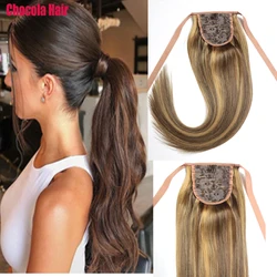 Chocola Brazilian  Remy Human Hair Ribbon Ponytail Clip in 16