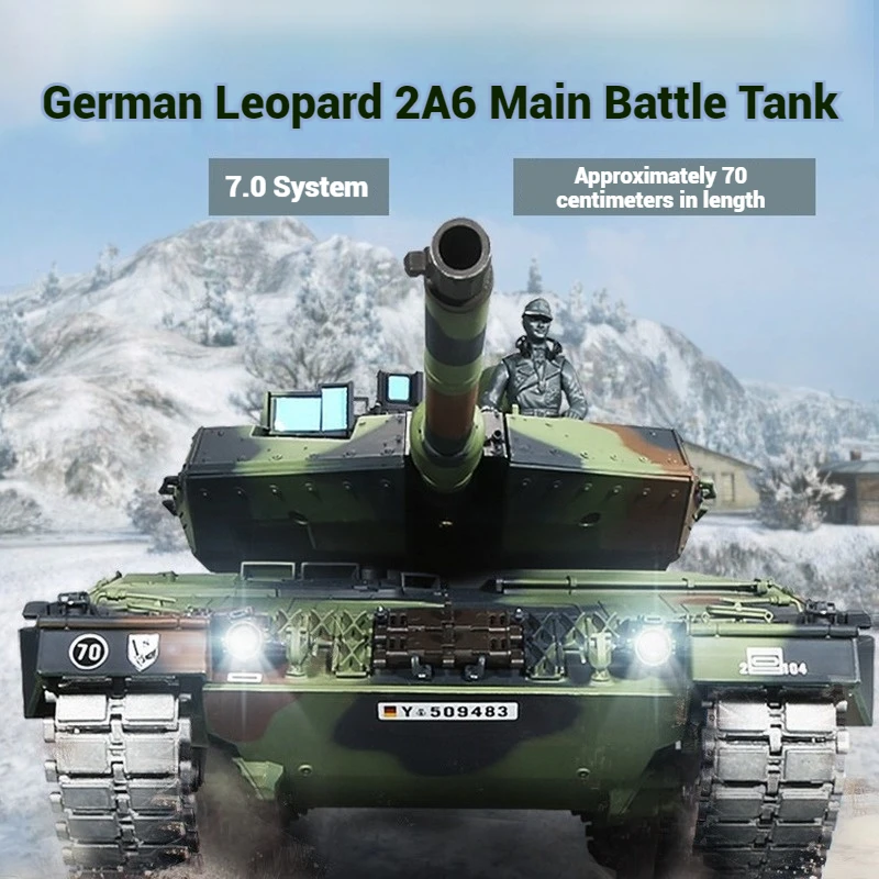 รถถังบังคับวิทยุ Henglong รุ่นใหม่ 3889-1 สเกล 1:16 รถถัง Leopard 2a6 เยอรมัน รุ่น Heavy  แบบจำลอง  ตัวถังโลหะ  พร้อมระบบยิง