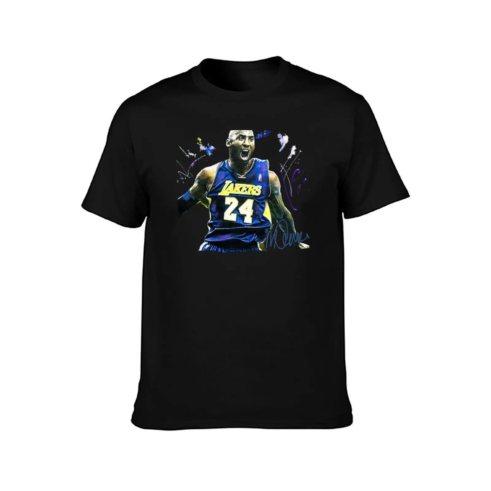 Kobe Black Mamba Bryant Lakers #24 Retro Art T-Shirt blue lock oversizeds mens t shirts