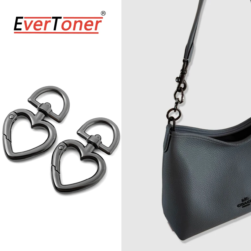 EverToner lot Peach Heart Shape Metal Spring Clasp Hooks Carabiner Key Ring Connectors For Keychain Making Accessories