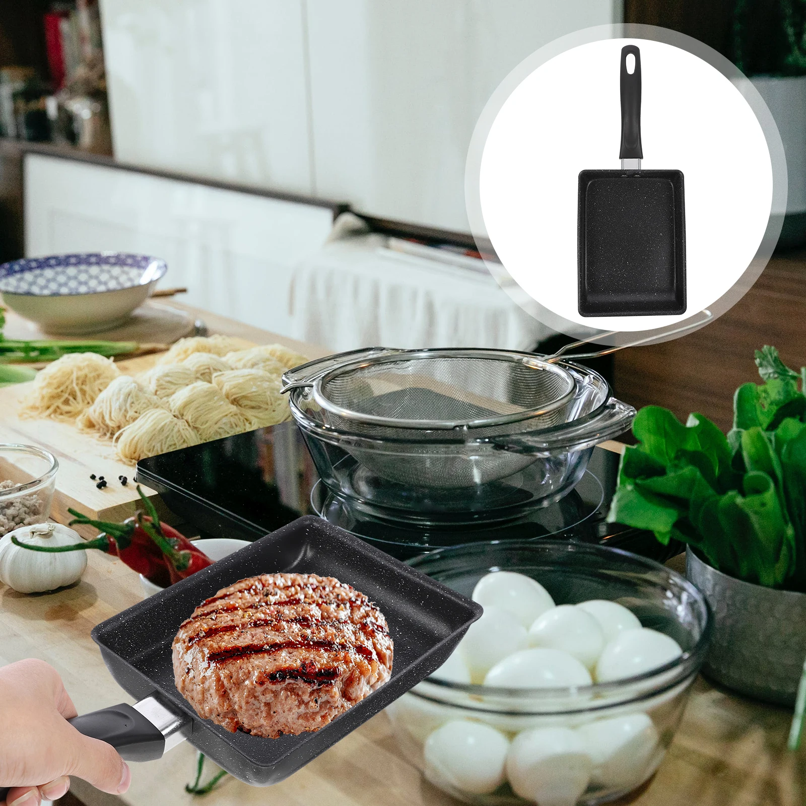 

Non-Stick Frying Square Shape Mini Pan Outdoor Camping Pot Japanese Style Tamagoyaki Griddle Aluminium Square Steak Skillet Home