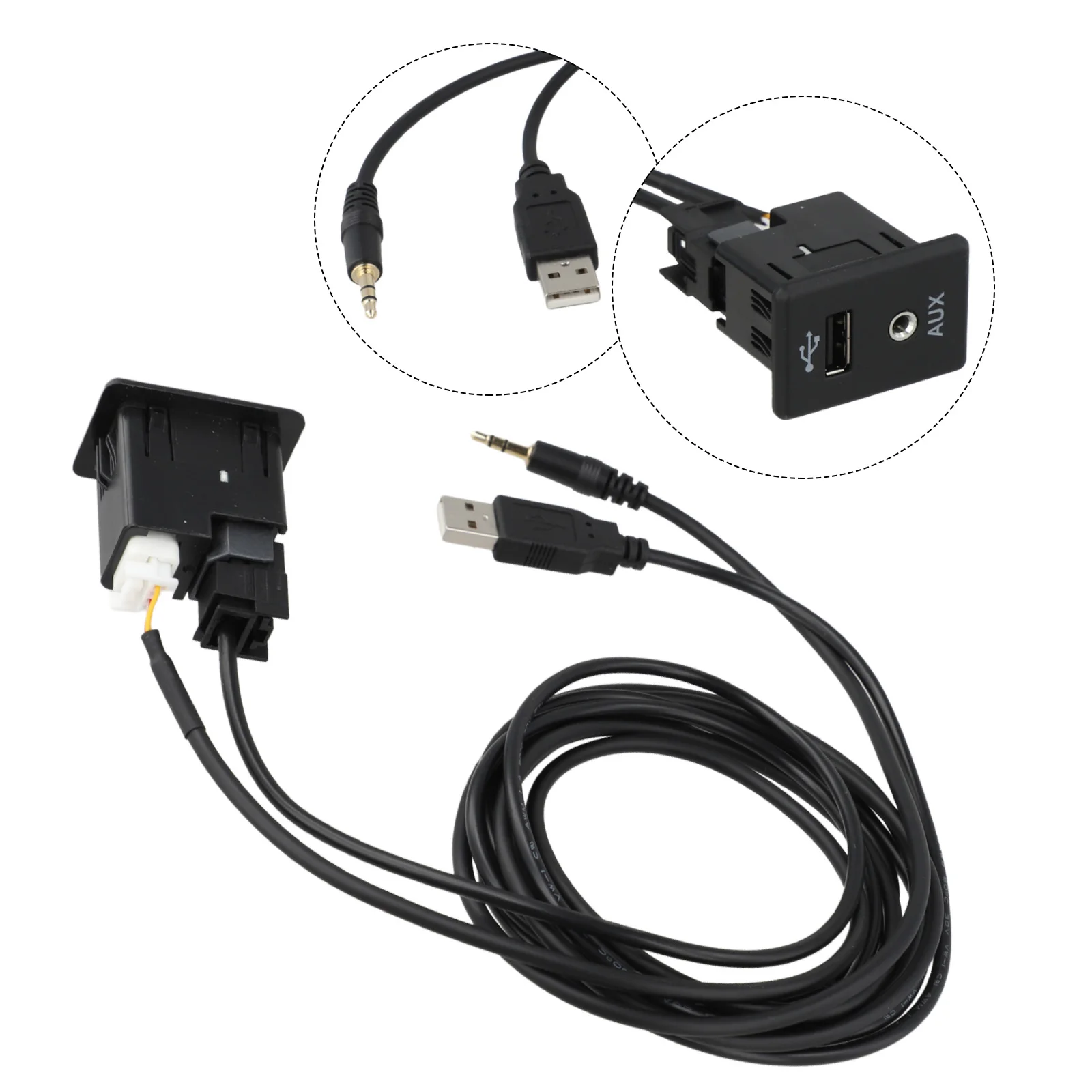 

USB AUX-разъем для центральной консоли, аудиоинтерфейсный кабель, USB-интерфейс, конструкция из ABS-пластика, для установки в автомобильную аудиосистему