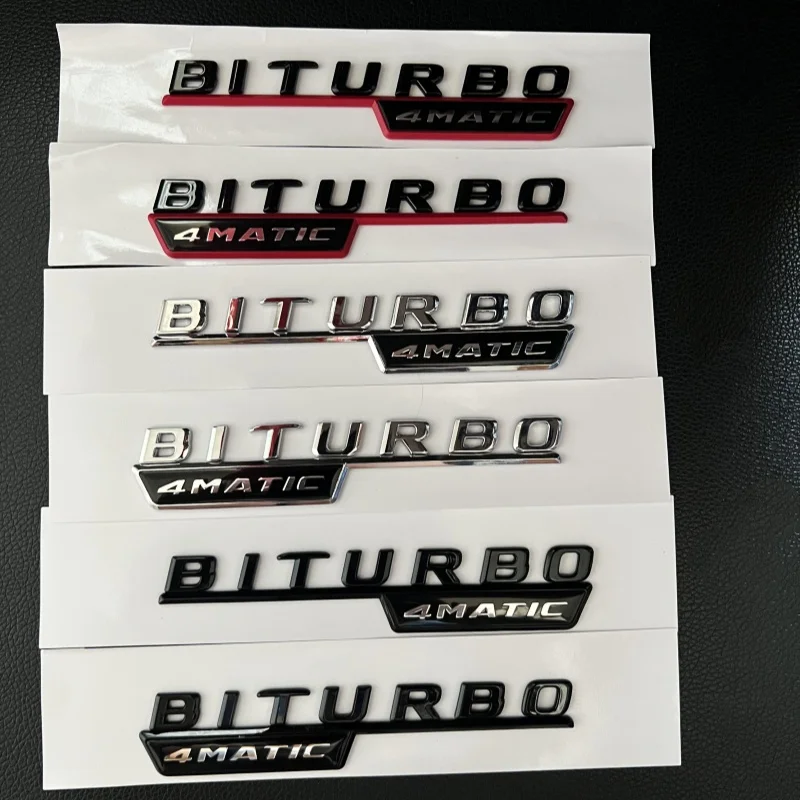 

2pcs Car Letters Fender Trim Badge BITURBO 4MATIC Plus Emblem Sticker For Mercedes AMG C43 E43 GLE43 GLC43 W205 W213 Accessories