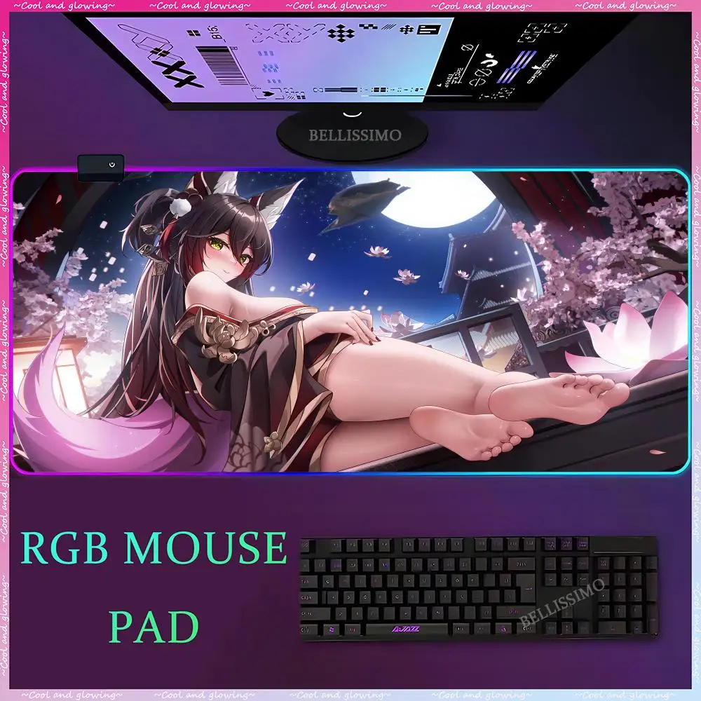 

RGB Cute desk pad game Anime desk pad Cute keyboard pad Honkai_Star_Rail_tingyun mouse Gaming desk accessories pad