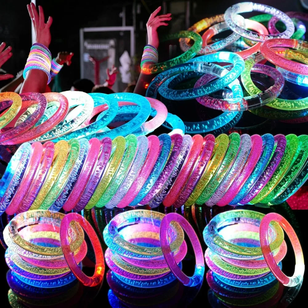 

120 Pack LED Light Up Bracelets, Glow in the Dark Party Supplies, 6 Color Glow Bracelets, Rave Party Favors for Kids/Adults Birt