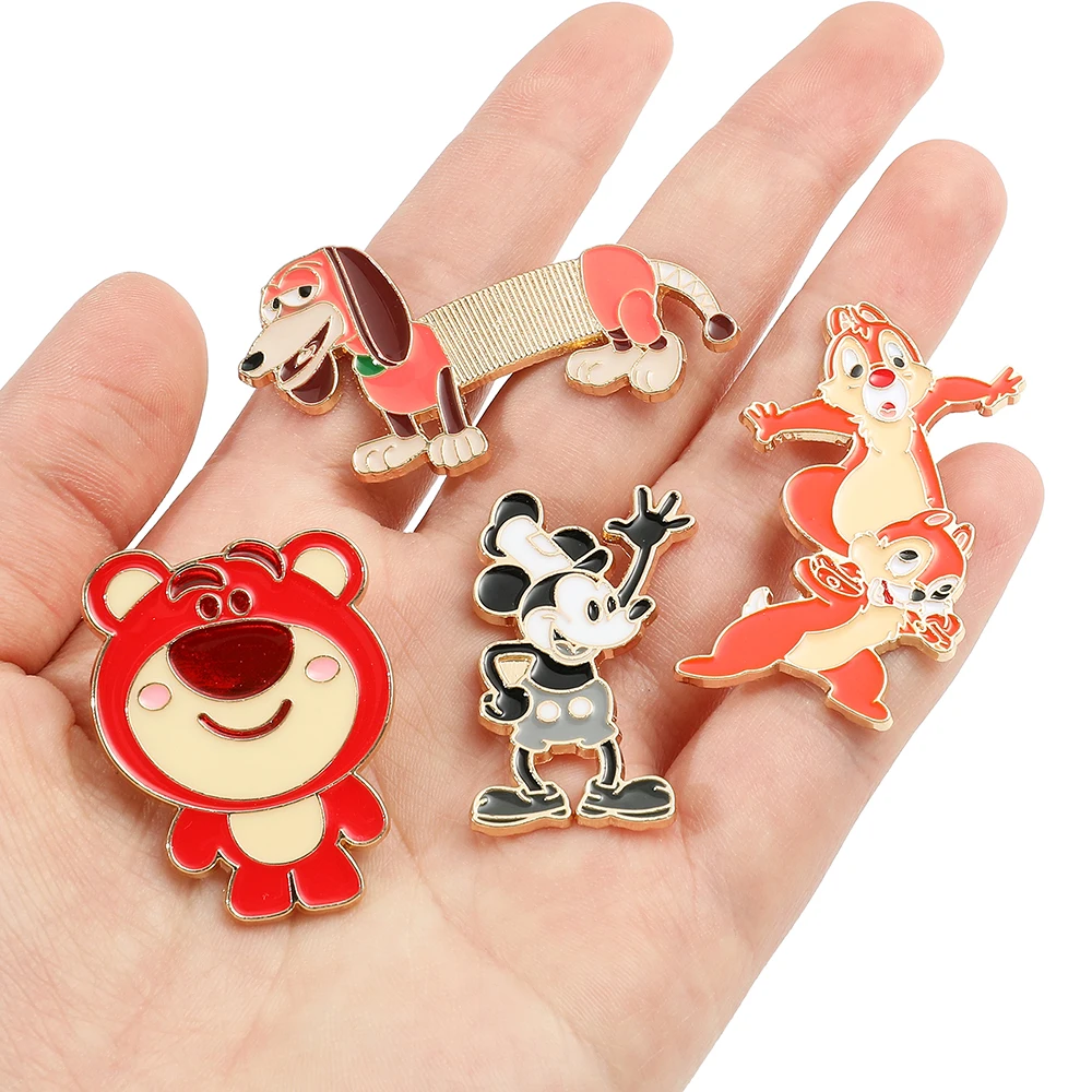 Cartoon Mickey Minnie Lapel Pins Cute Disney Figure Brooches Winnie Donald Metal Badges for Backpack Accessories Gift for Kids