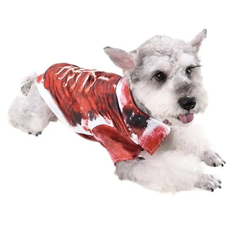 Cat Halloween Costumes Small Pet Dog Printed Clothes Bloody Skeleton Clothes Dress Up For Puppy Pets 4 different Sizes