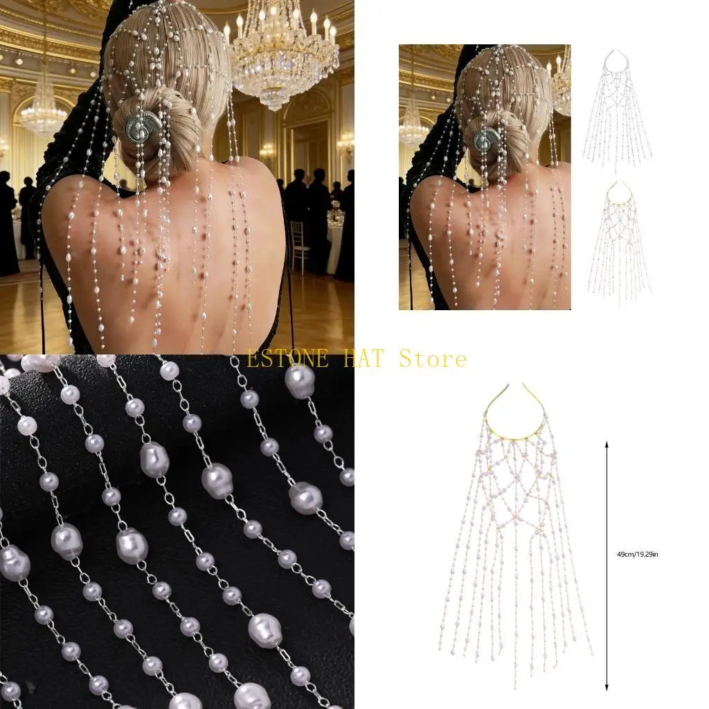 49mf-美しい結婚式の髪の装飾ビーズとフリンジ装飾衣装ヘッドバンド