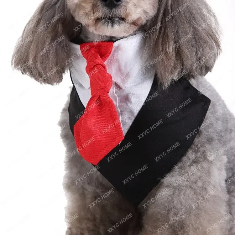Pet Clothes New Dog Clothes Spring/Summer Bow Tie and Tie Pet Clothes Suit Triangular Binder Bow Tie dog