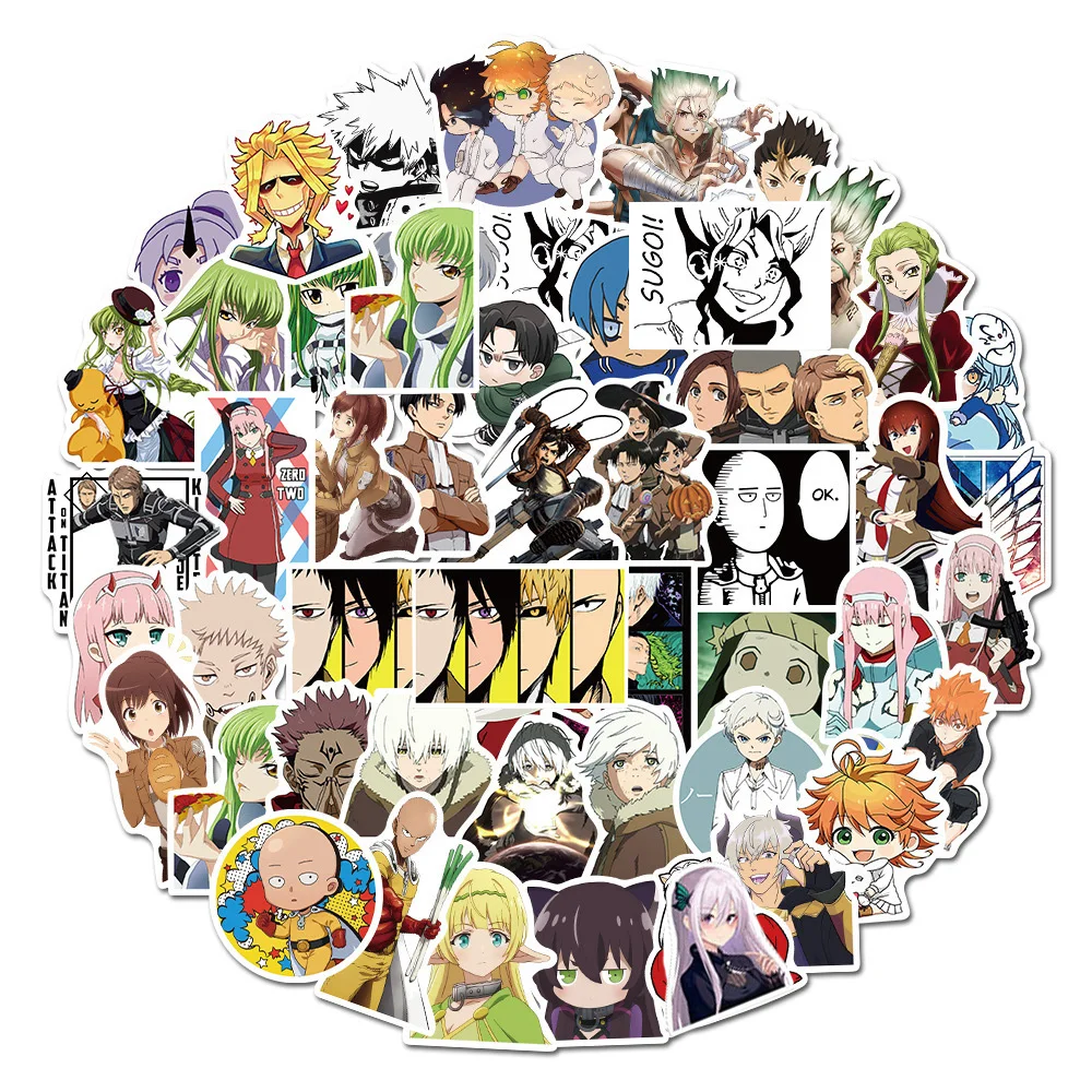 

10/30/50/100pcs Cartoon Mixed Anime Stickers Waterproof Graffiti DIY Skateboard Guitar Bike Phone Cool Manga Decals for Kids Toy