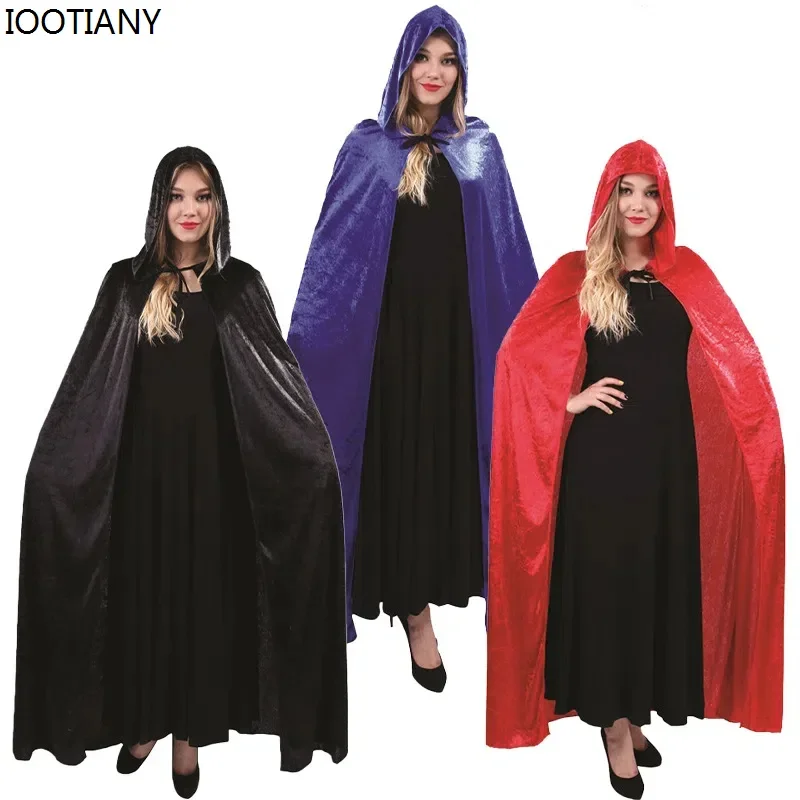 

Cosplay Halloween Adult Unisex Gold Velvet Cape Cloak Carnival Party Showing Costume Witch Cosplay Stage Performance Dress Up