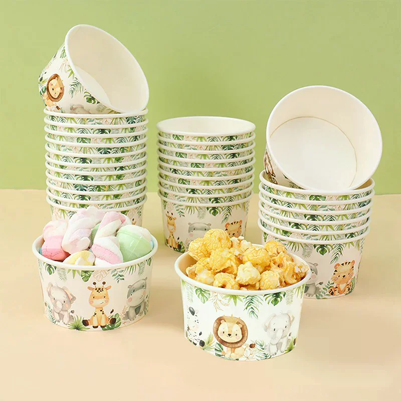 10 stücke 8 unzen Erdbeere Avocado Druck Eis Papier Schüssel Geburtstag Party Decor Kinder Lebensmittel Dessert Tasse Baby Dusche Party liefert