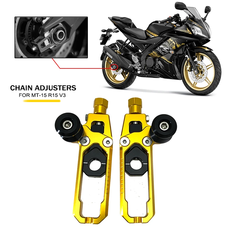 

2022 Motorcycle Rear Wheel Axle Blocks Chain Adjusters Tensioners Kit For YAMAHA R15 V3 MT-15 MT15 MT 15 R 15 2019-2021 2020