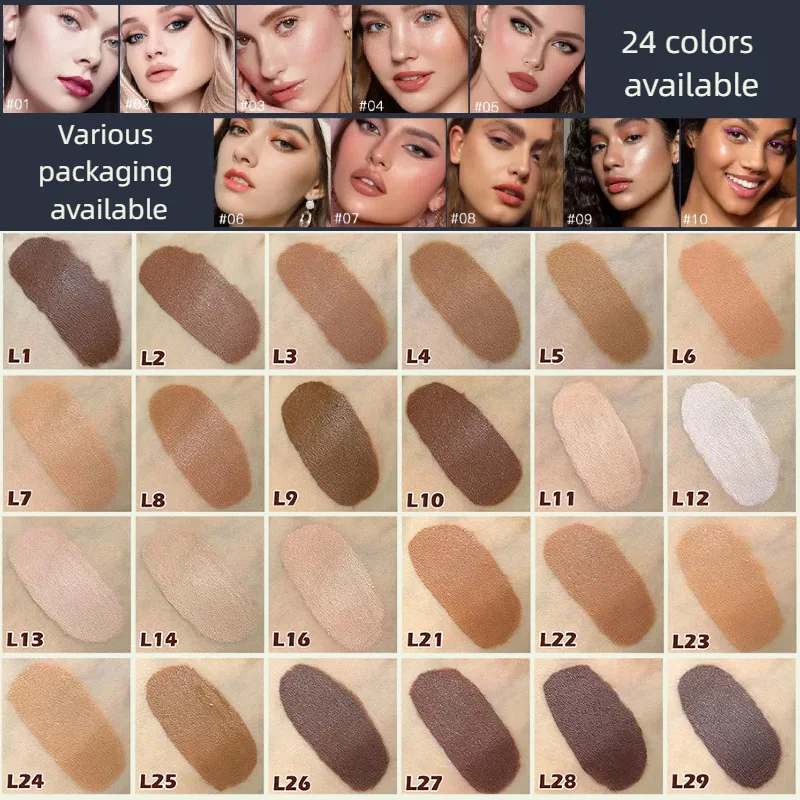 24-color Liquid Foundation Private Label 30m Natural Long Lasting Concealer Moisturizing Full Coverage Brighten Custom Makeup
