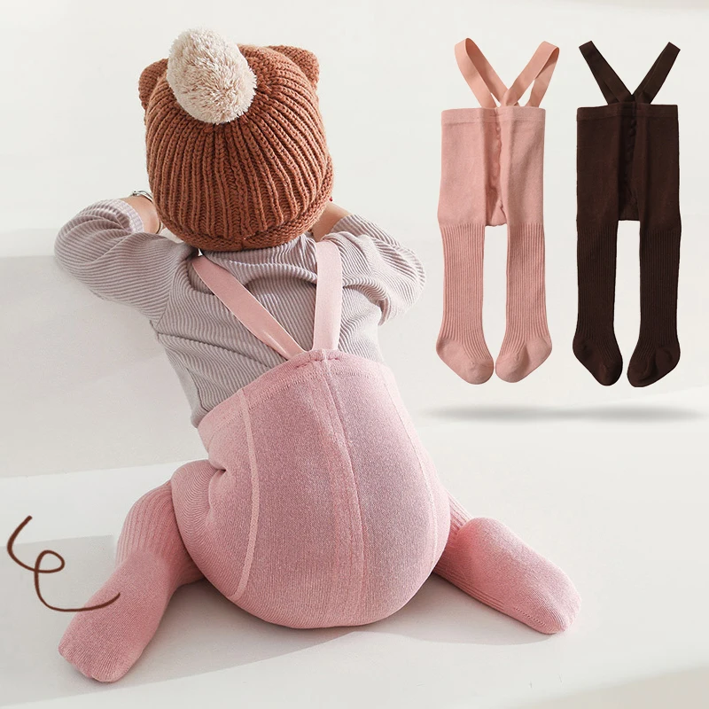 Autumn Baby Pantyhose Socks 0-2Y Infant Suspender Tight Solid Color Toddler Knit Stockings Girl Boy Newborn High Waist Leggings
