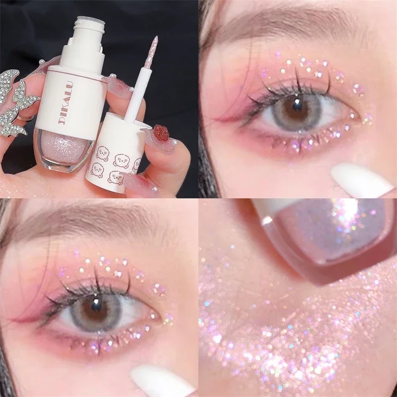 DIKALU Bear Bowling Ball A Teardrop Liquid Eyeshadow Eye Makeup Lying Silkworm Pearl Super Sparkle Glitter Fine Glitter Powder