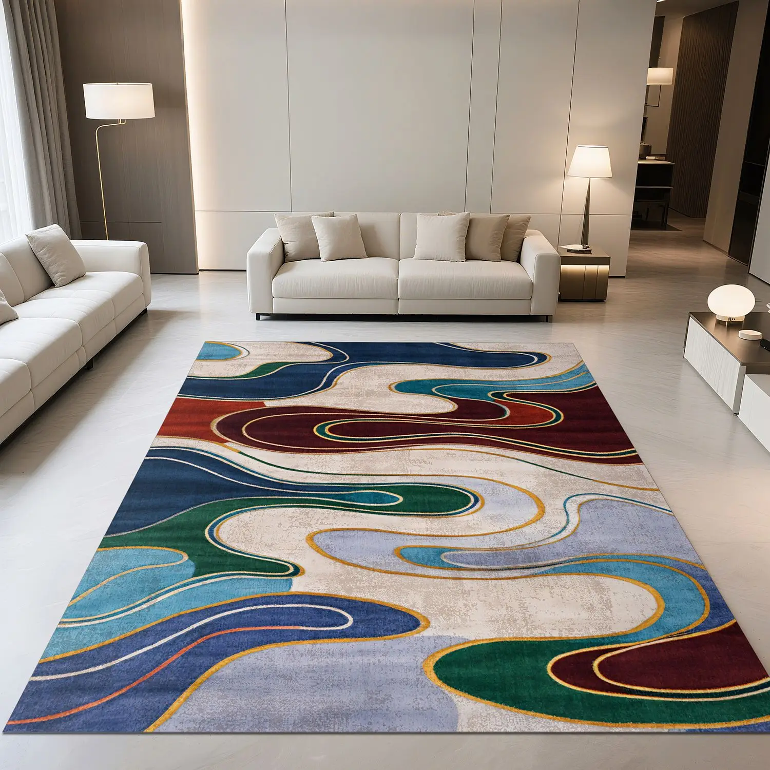 Modern Light Luxury Living Room Carpet Colour Interweaving Decoration Large Area Coffee Tables Rugs Bedroom Bedside Non-slip Mat