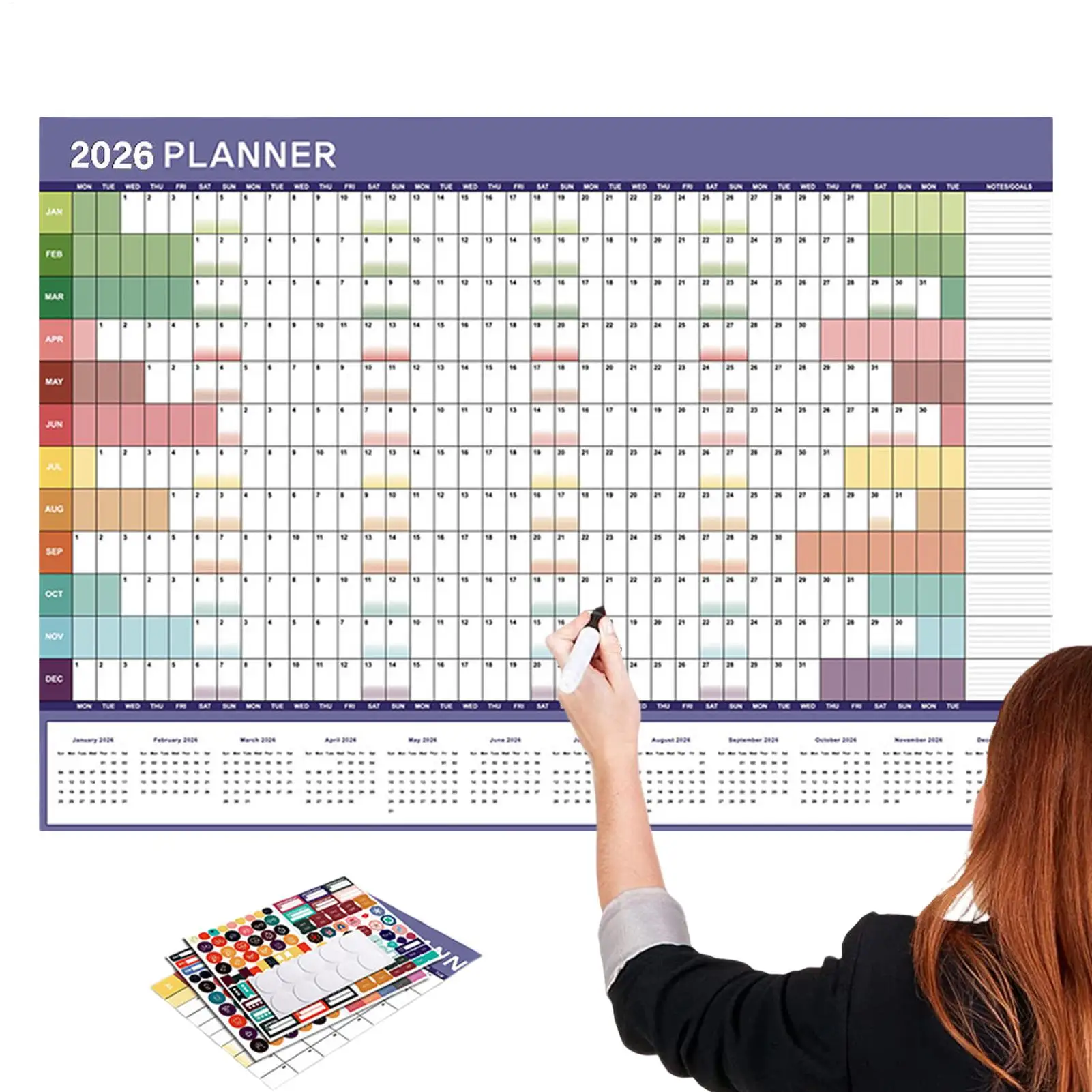 

2026 Monthly Wall Calendar Full Year Wall Calendar Reusable Management Organizer Planner Creative Wall Calendar Planning Chart