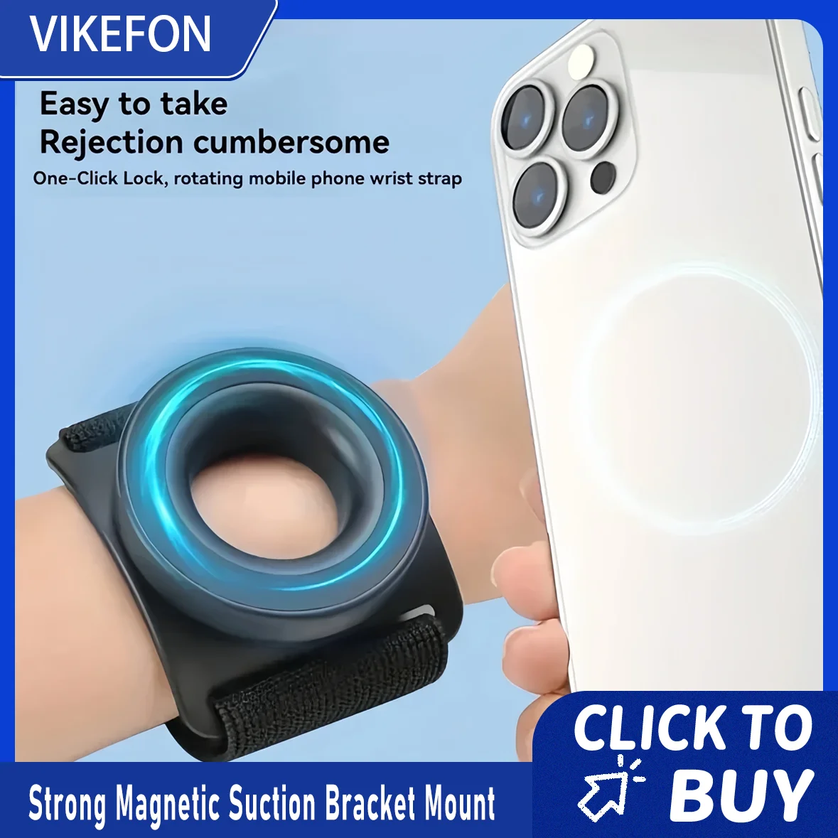 قوي المغناطيسي شفط قوس جبل حامل هاتف المحمول شريط للرسغ الذراع مخصص آيفون 13 14 15 16 برو ماكس سامسونج #1