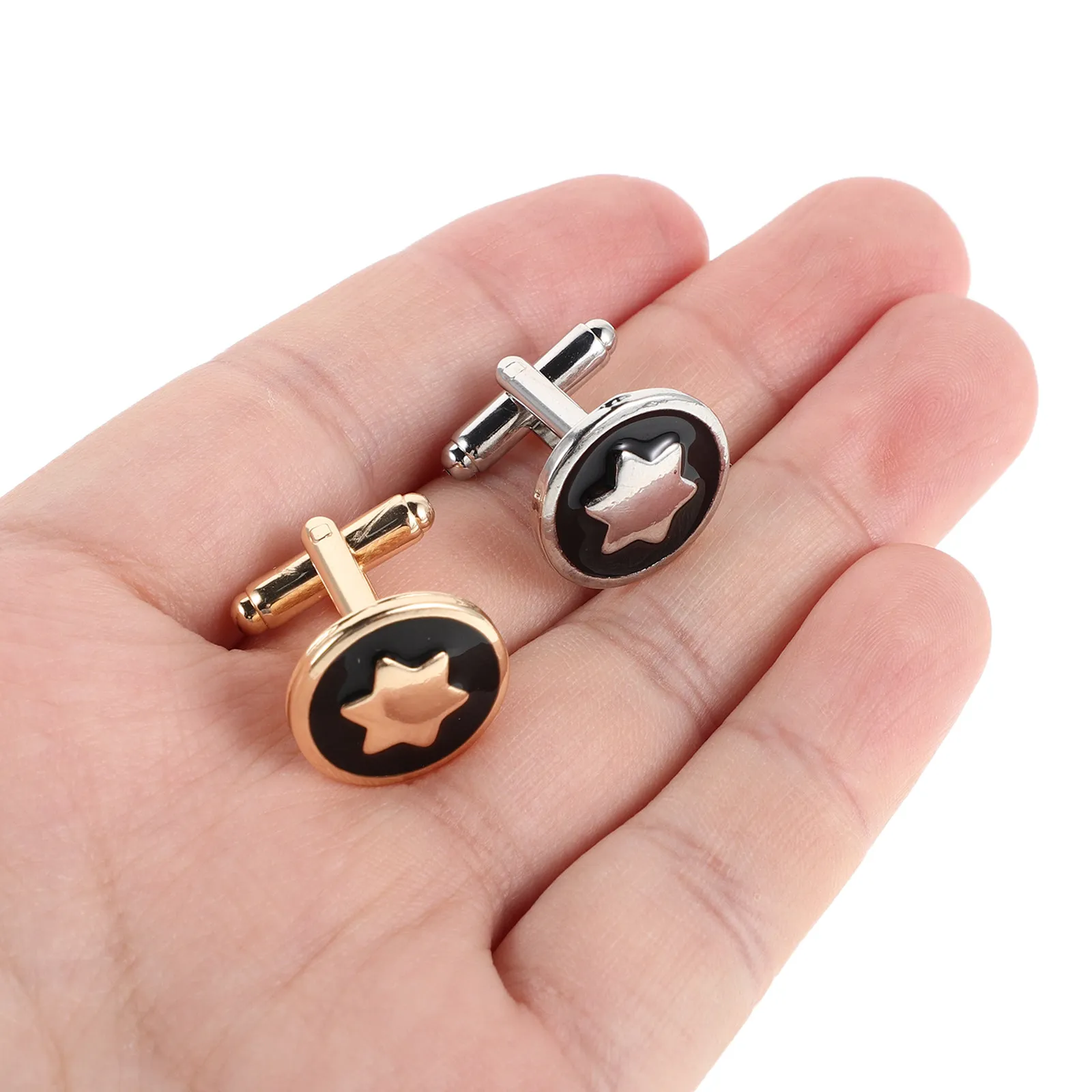 4Pcs Six Pointed Star Cuff Links Men French Cuff Shirt Jewelry Business Wedding Groom Party Suit Accessories Tuxedo Shirt Studs