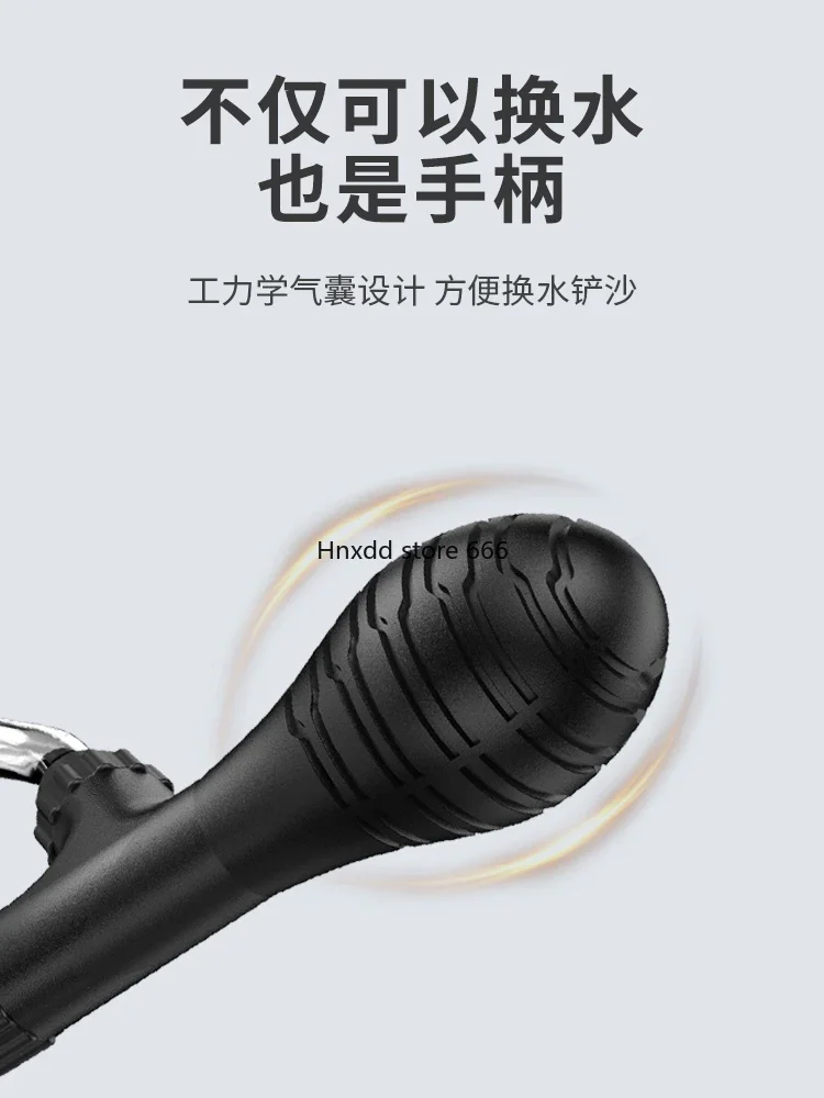 Tanque de peces, cambio de agua, inodoro de arena