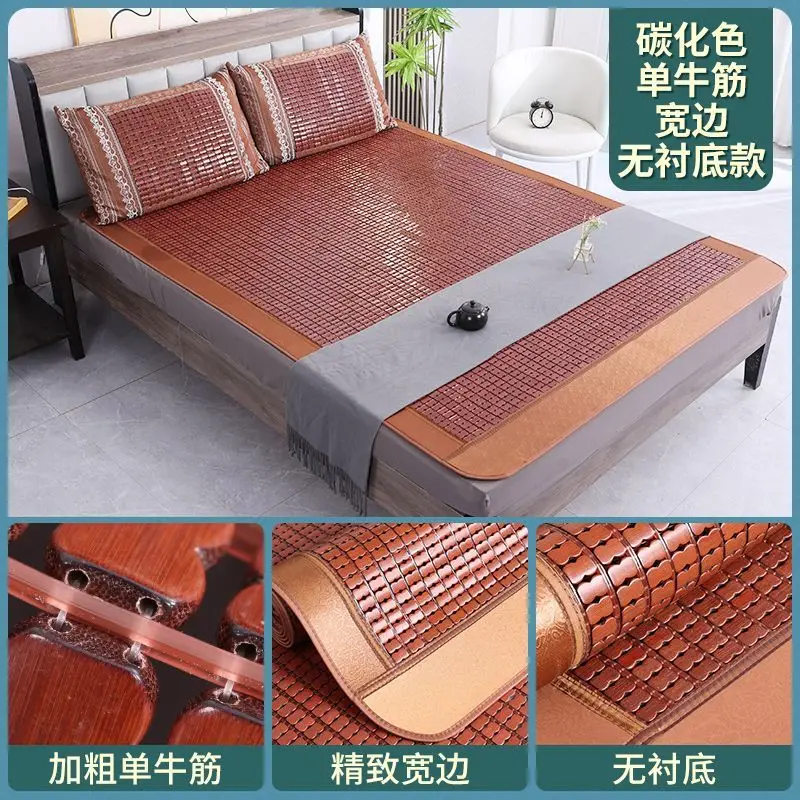 Healthy Bamboo Cooling Mat for Mattress - Chemical-Free Carbonized Bamboo Bed Topper Smooth Non-Slip Sleeping Pad