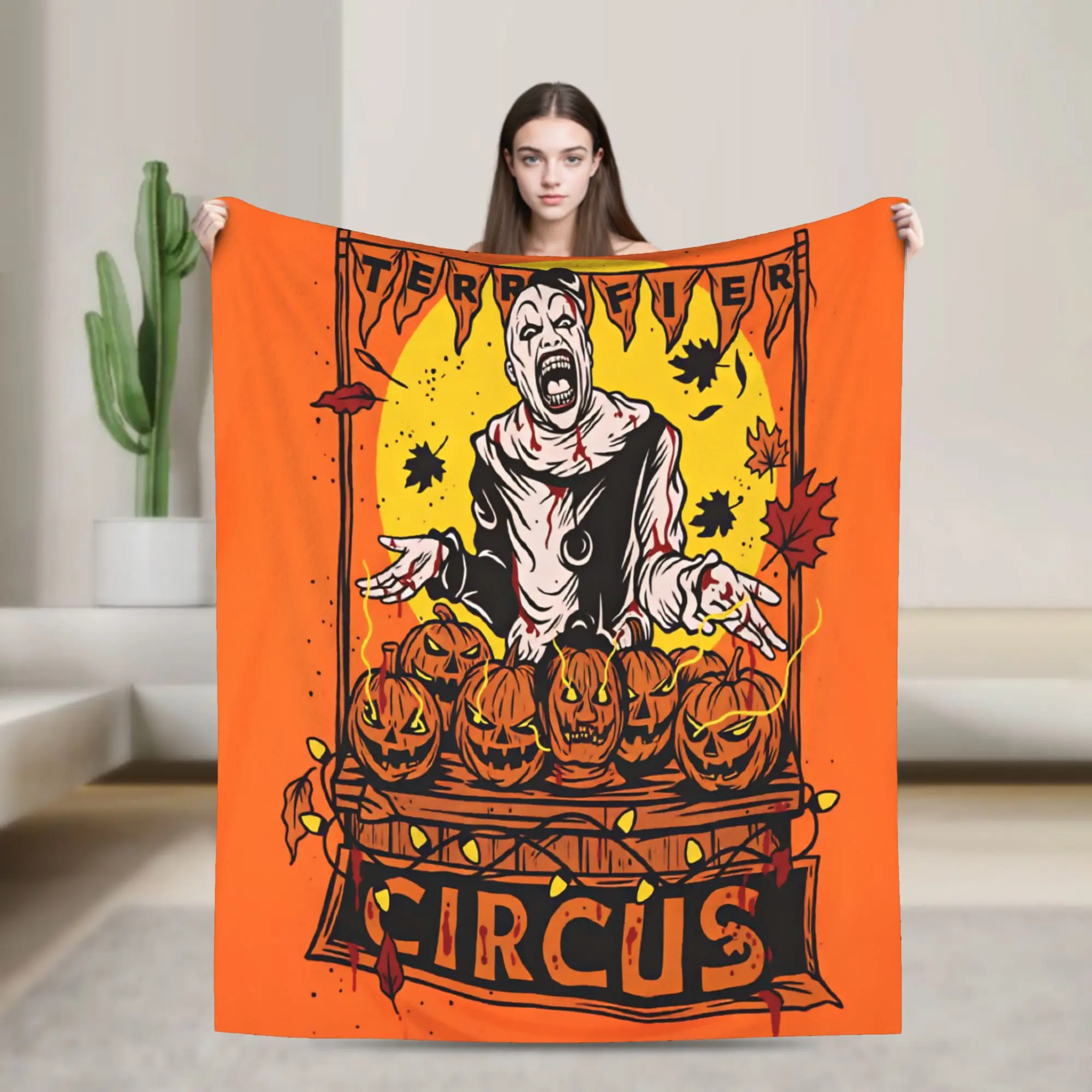 Terrifier 4 Halloween Soft Blanket Horron Kids Adult Plush Throw Blanket Print Couch Chair Flannel Bedspread Sofa Bed Cover