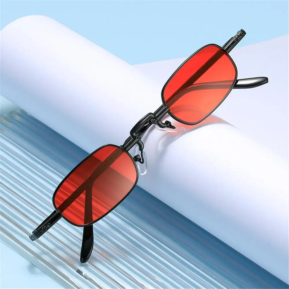 1Pc for Women Men  Small Rectangle Sunglasses Retro Metal Frame Punk Vintage Travel Shades UV400 Protection Sun Glasses