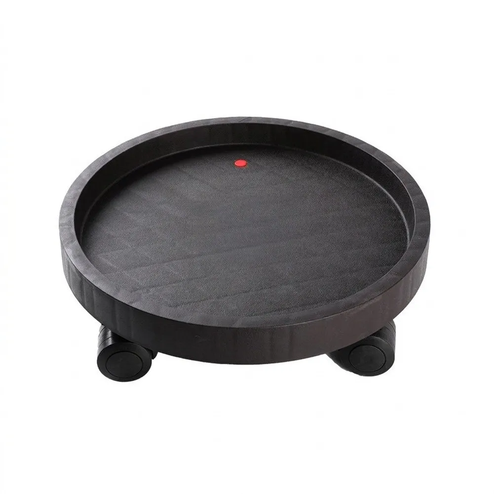 Round Plastic Caddy for Potted Plants with Reinforced Edge Design and Full-Swivel Casters for Daily Plant Relocation