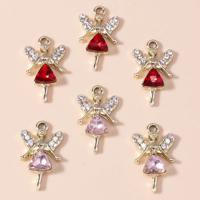 10pcs Exquisite Crystal Fairy Charms for DIY Jewelry Making Accessories Angel Charms Pendants for Necklace Earrings Making