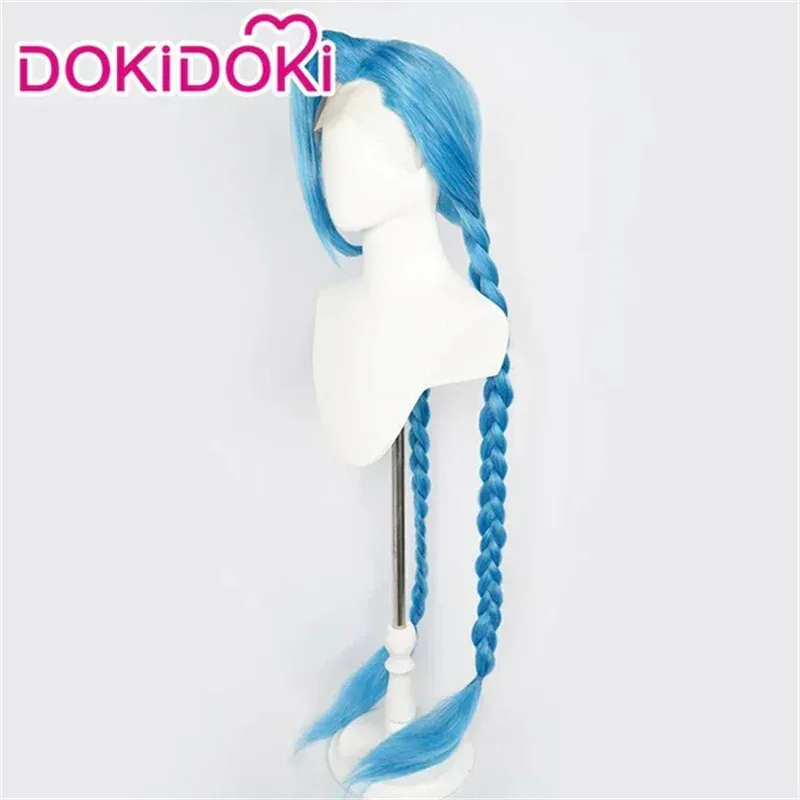 

zz04zz12 Front Lace Game DokiDoki-R Women Blue Long Hair Jinxx Cosplay 130cm Heat Resistant Free Wig Cap