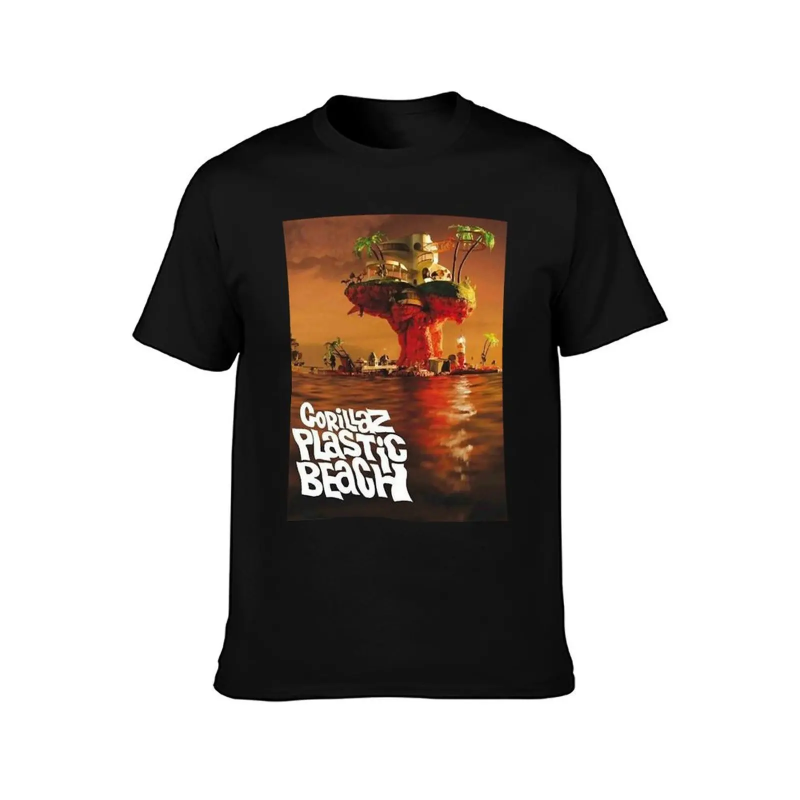 sunset plastic beach T-Shirt, Summer Casual Cotton Tee, Oversized Streetwear Tops, Vintage Graphic Print, Loose Fit Short Sleeve