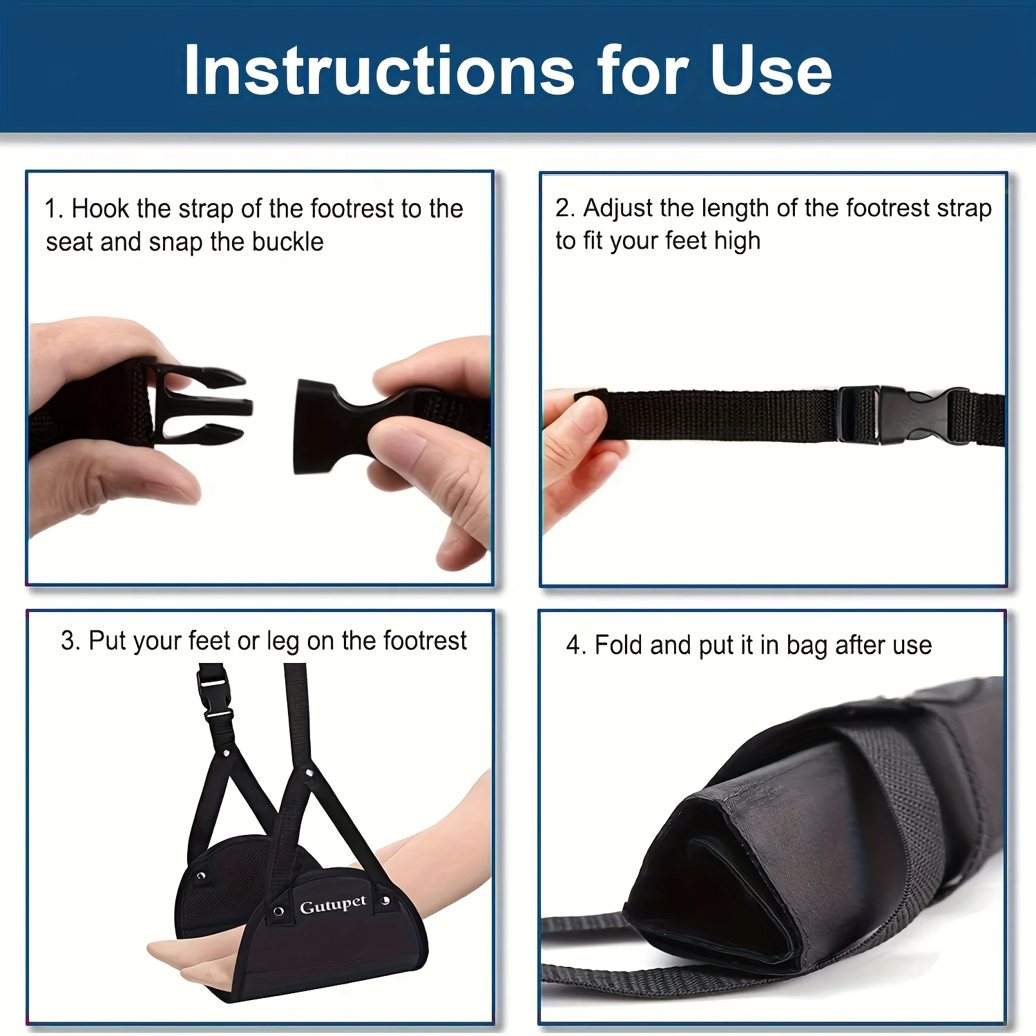Adjustable Foot Hammock, Foot Pedal, Suspended Leg Hammock, Portable Travel Accessories, Suitable for Use on Airplanes image 5