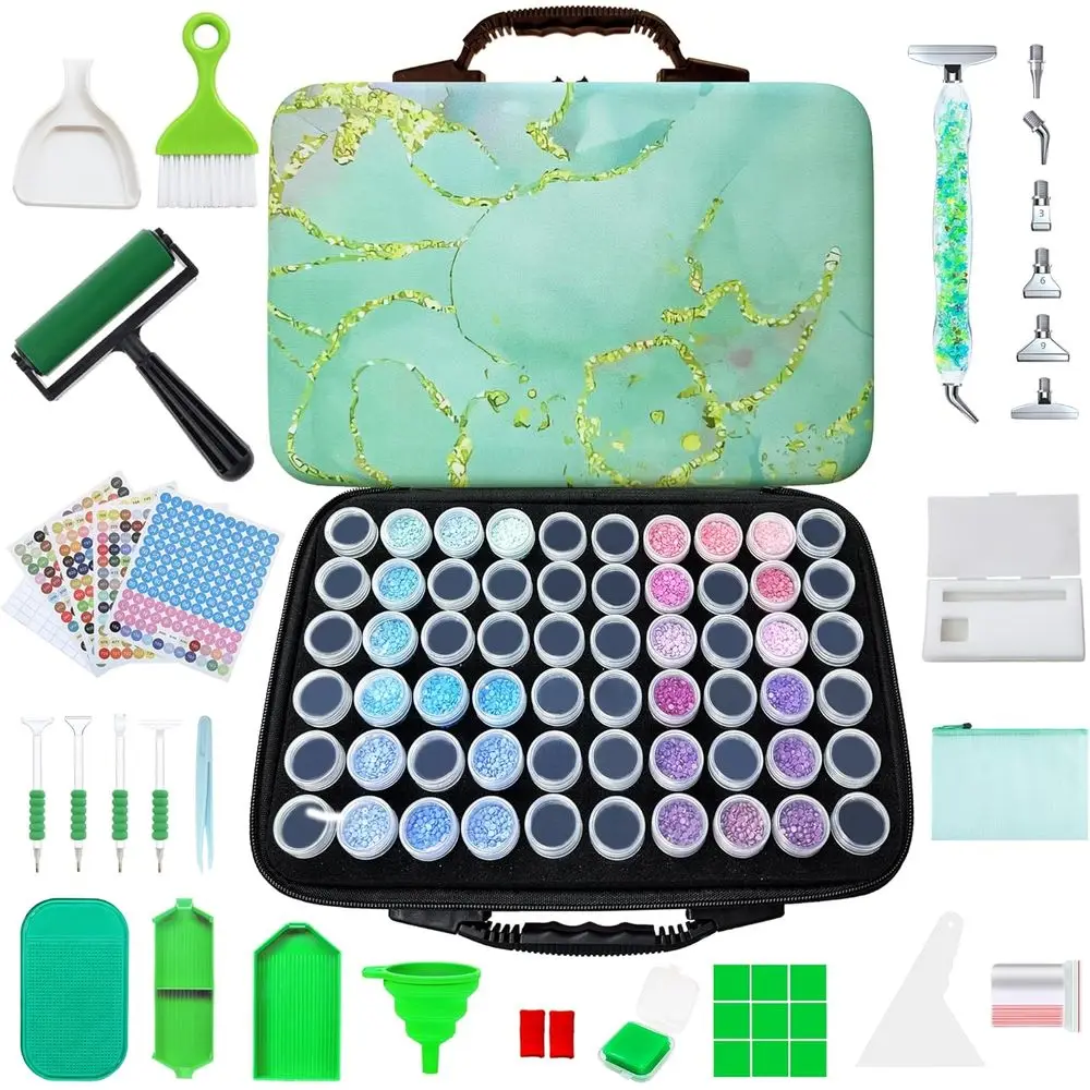 

Контейнеры для хранения алмазной живописи, кейс для хранения алмазной живописи с аксессуарами и инструментами, портативный ударопрочный органайзер на 60 слотов