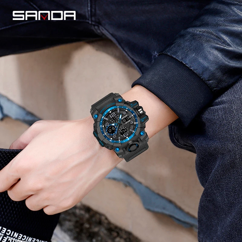 SANDA brand watch couples fashion trendy outdoor sports waterproof multifunctional men/women watch