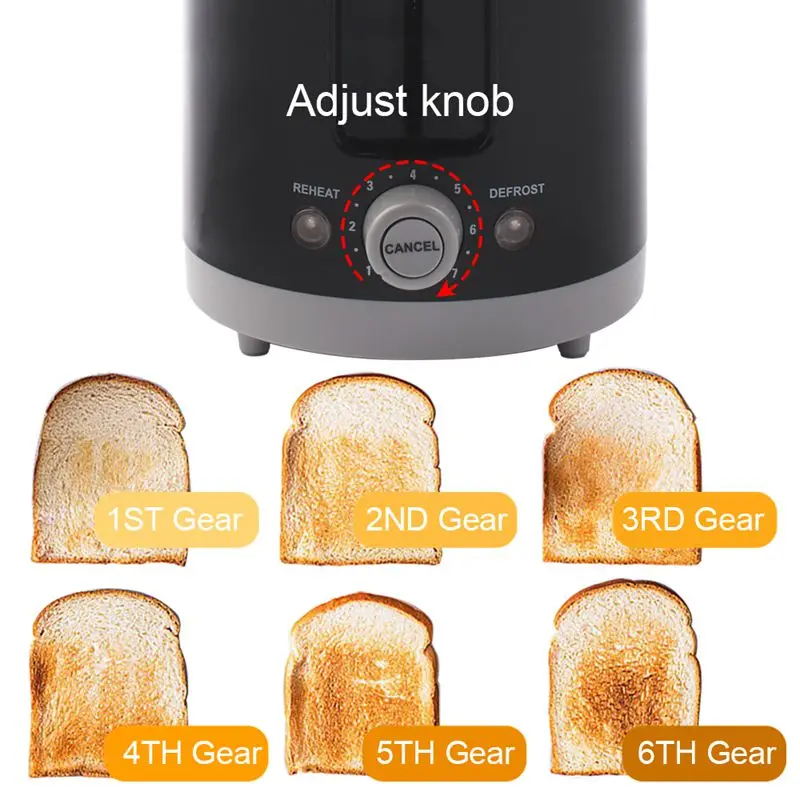 DMWD 4 Pcs Household Toaster Bread Oven 7 Gears Automatic Sandwich Maker Breakfast Machine Double-side Heating Baking Tool 220V